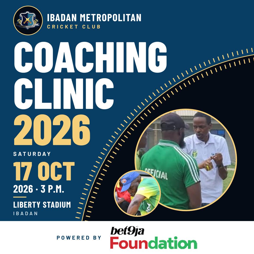 Coaching Clinic 2026 — Saturday 17 October 2026, 3 p.m., Liberty Stadium, Ibadan. Powered by Bet9ja Foundation.